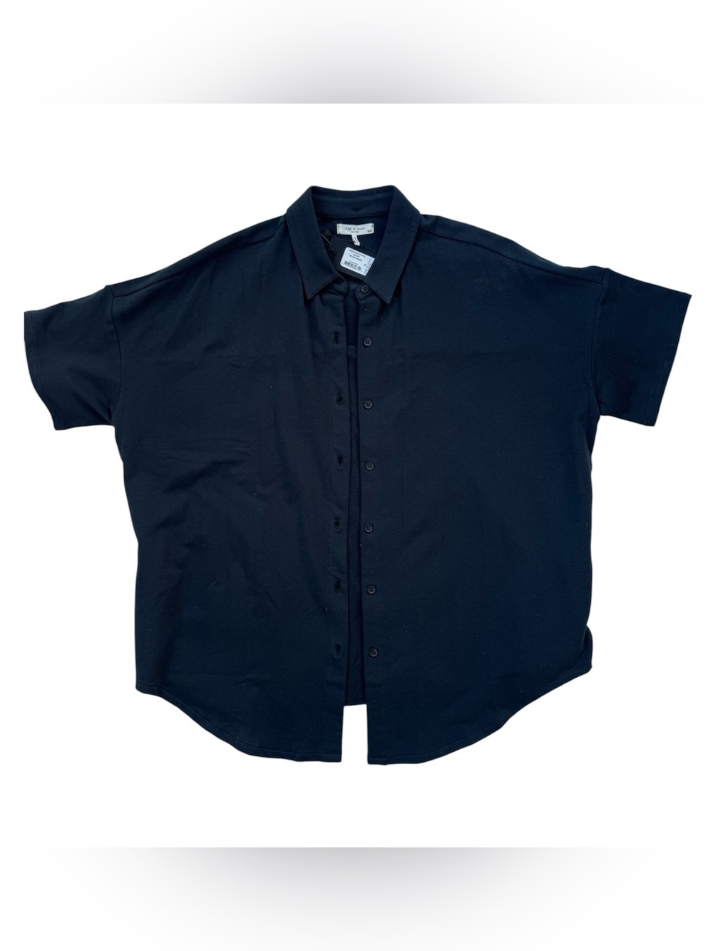 NWT Rag & Bone Tie Knit Shirt Black Oversized Button Down M $195